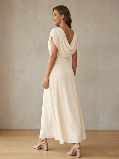 Cowl Neck Chiffon Cocktail Dresses Sleeveless A-Line Graduation Dress