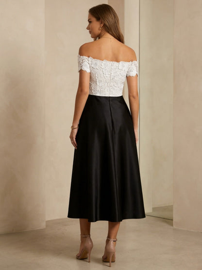 A-Line Off-the-Shoulder Cocktail Dresses Lace Formal Dresses