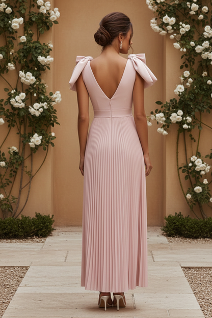 V-Neck Chiffon Cocktail Dresses with Bowknot Formal Dress
