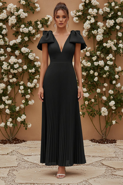 V-Neck Chiffon Cocktail Dresses with Bowknot Formal Dress