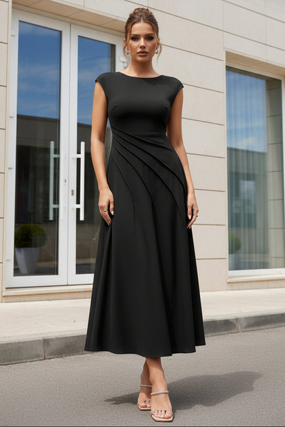 Ruched Cocktail Dresses Sleeveless Tea-Length Formal Dresses