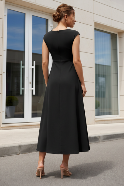 Ruched Cocktail Dresses Sleeveless Tea-Length Formal Dresses