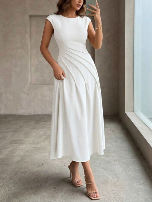 Ruched Cocktail Dresses Sleeveless Tea-Length Formal Dresses