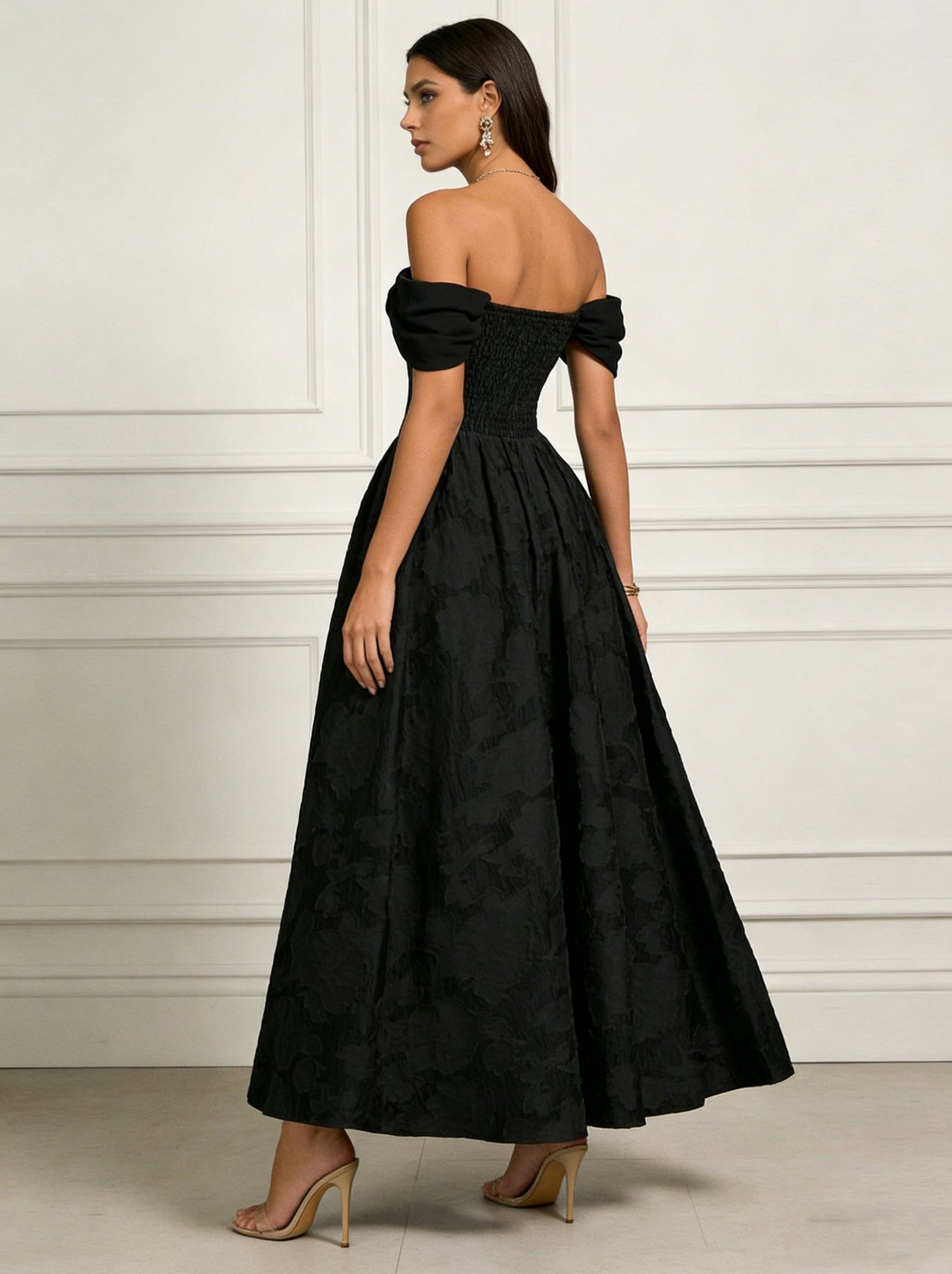 Princess Off-the-Shoulder Lace Floral Cocktail Dresses Ankle-Length Floral Dresses