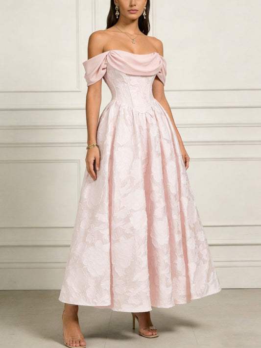 Princess Off-the-Shoulder Lace Floral Cocktail Dresses Ankle-Length Floral Dresses