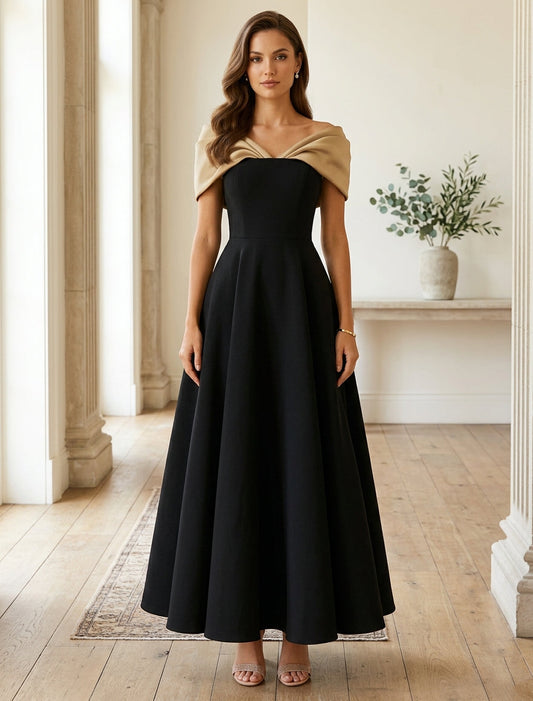 A-Line Satin Cocktail Dresses Satin Sleeveless Ankle-Length Formal Dresses