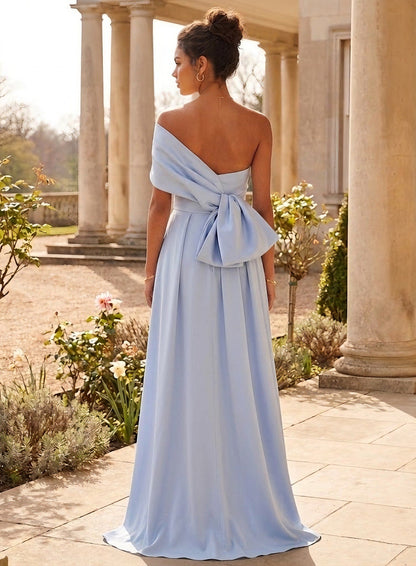 Floral Tea-Length One-Shoulder Satin Cocktail Dresses with Overskirt Sleeveless