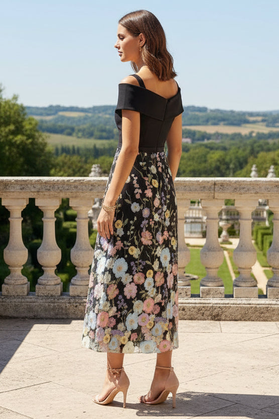 A-Line Off-the-Shoulder Stretch Satin Cocktail Dress