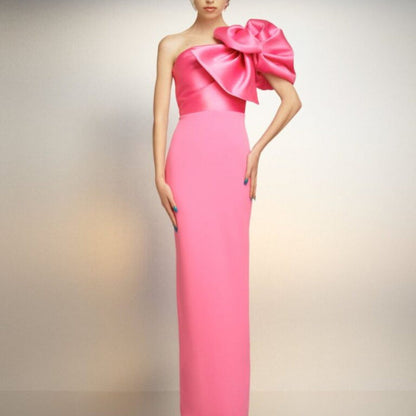 One-Shoulder Pink Maxi Gown with Dramatic Ruffle Detail | Formal Dress