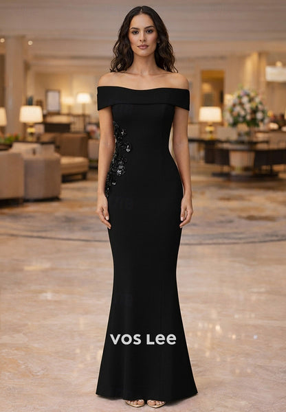 Red Off-the-Shoulder Mermaid Evening Gown | 3D Floral Appliqué Formal Dress