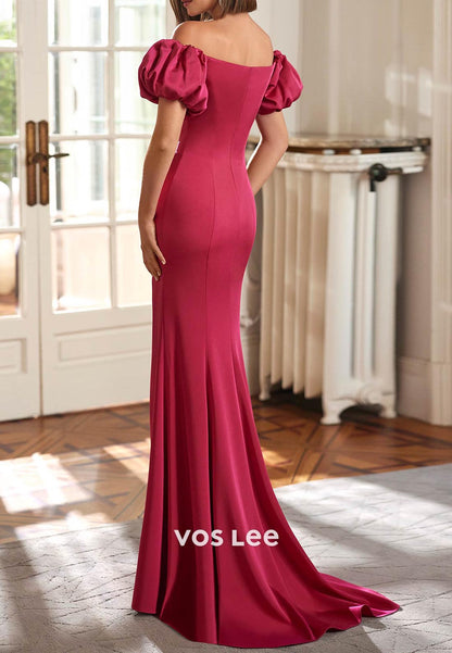 Short Sleeve Sweetheart Appliqued Mermaid Mother of Bride Dresses with Sweep Train
