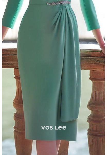 Mother of th Bride Dress Green V Neck Midi Dress
