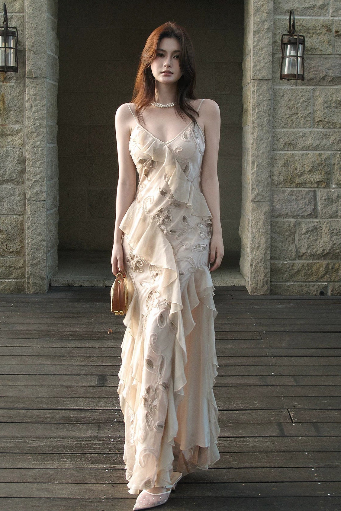 Elegant Mermaid Spaghetti Strap Sequin Long Layered Prom Dress