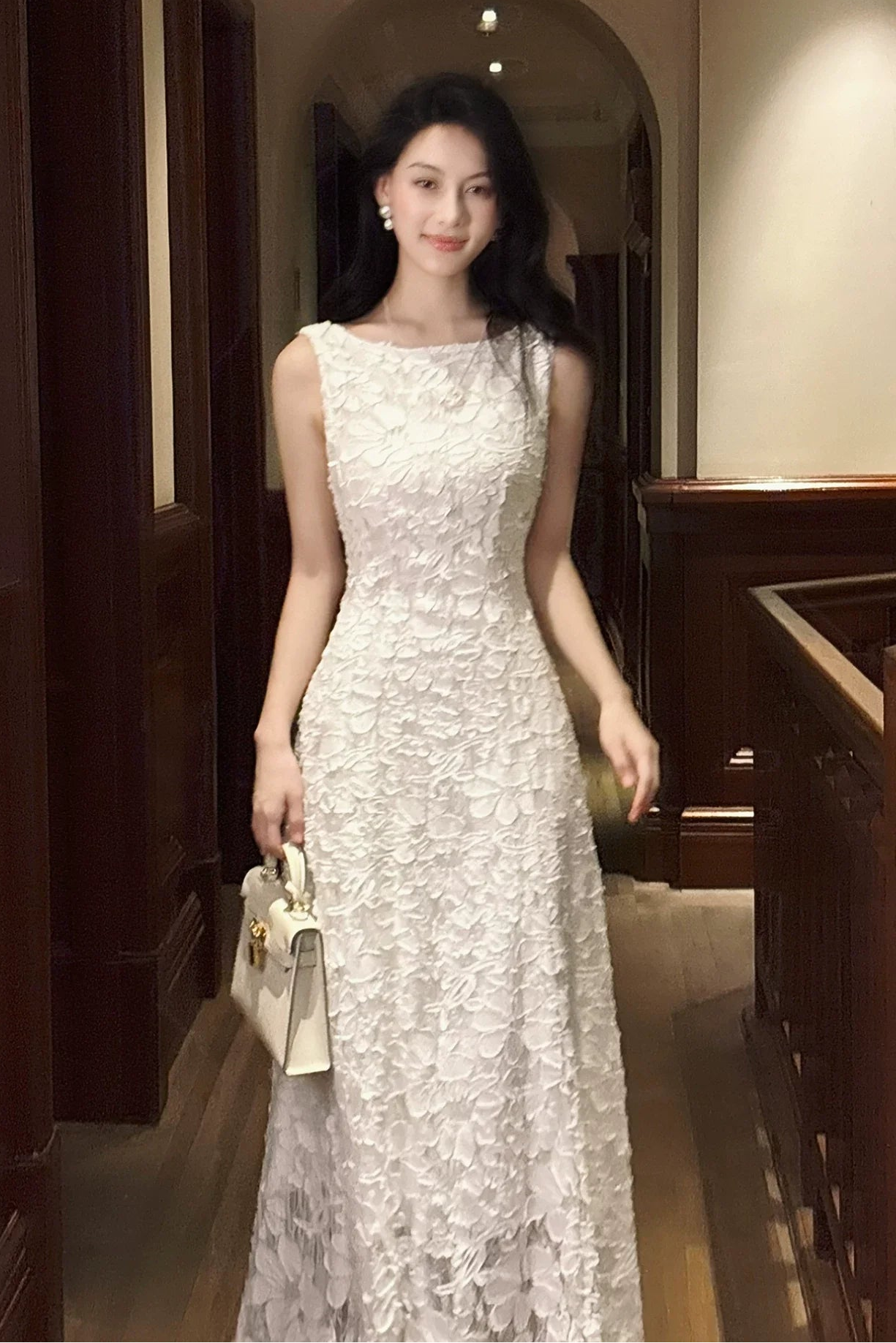 Elegant A Line Bateau Neck White Lace Mid Length Prom Dresses