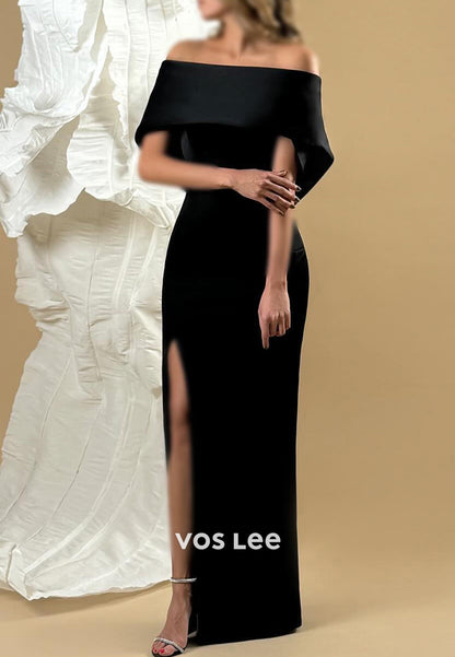 Off the Shoulder Mermaid Sleek Mother of the Bride Formal Dresses with Split