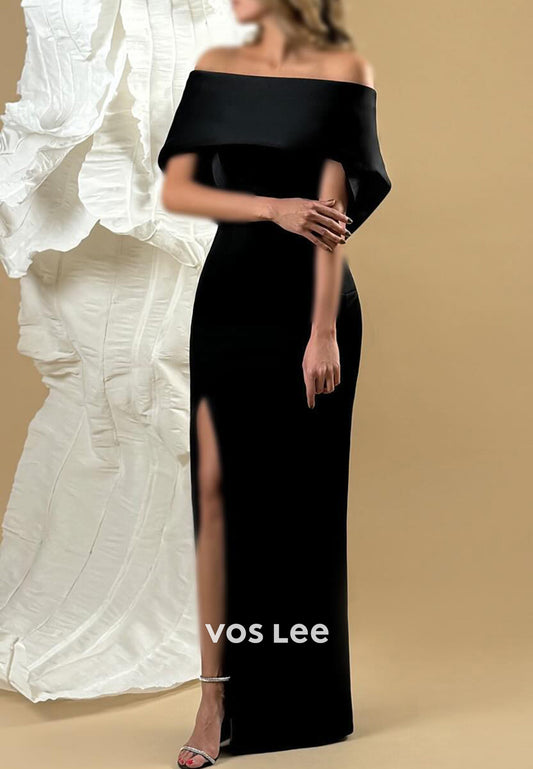 Off the Shoulder Mermaid Sleek Mother of the Bride Formal Dresses with Split