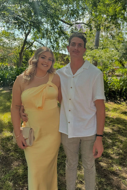 One Shoulder Rose Sheath Bridesmaid Dress