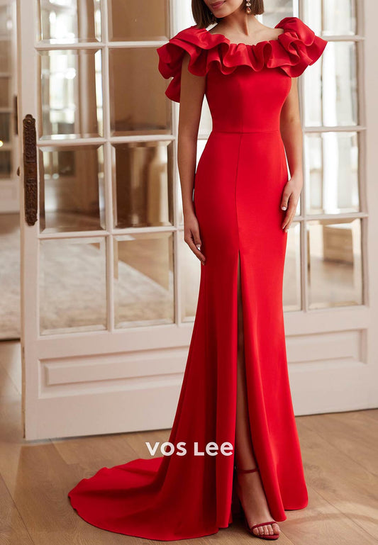 Elegant & Luxurious Scoop Ruched Mermaid Mother of Bride Dresses with Sweep Train