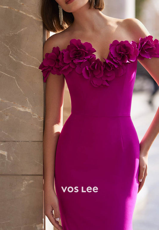 Couture Flowers Off the Shoulder Mermaid Mother of Bride Dresses with Sweep Train