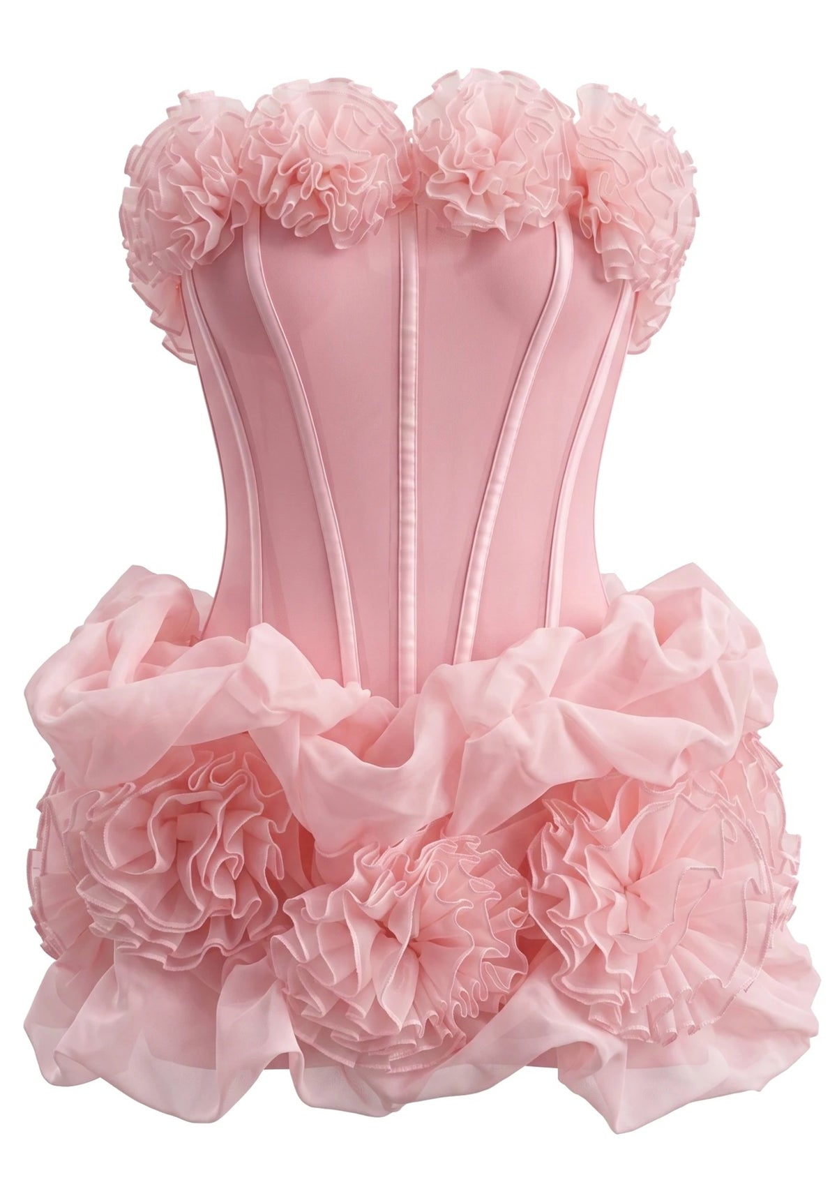 Strapless Ruffle Corset Mini Bubble Dress