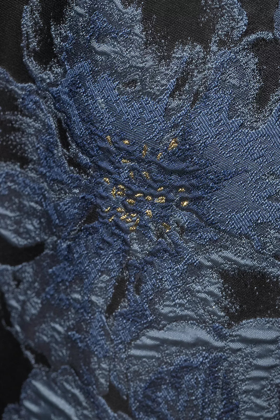 Navy Blue Off-Shoulder Floral Evening Dress | 3D Applique Floor-Length A-Line Formal Gown