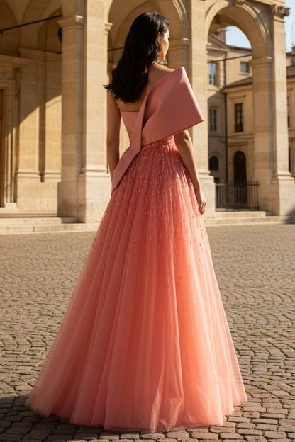 Asymmetrical A-Line Bow Gown