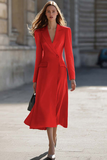 Sky Blue Peak Laplel Long Sleeve Midi Work Dress