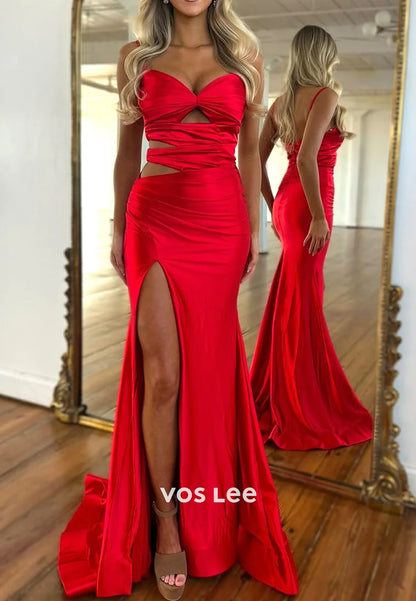 Classic & Timeless Spaghetti Straps Sweetheart Mermaid Prom Dresses with Side Split