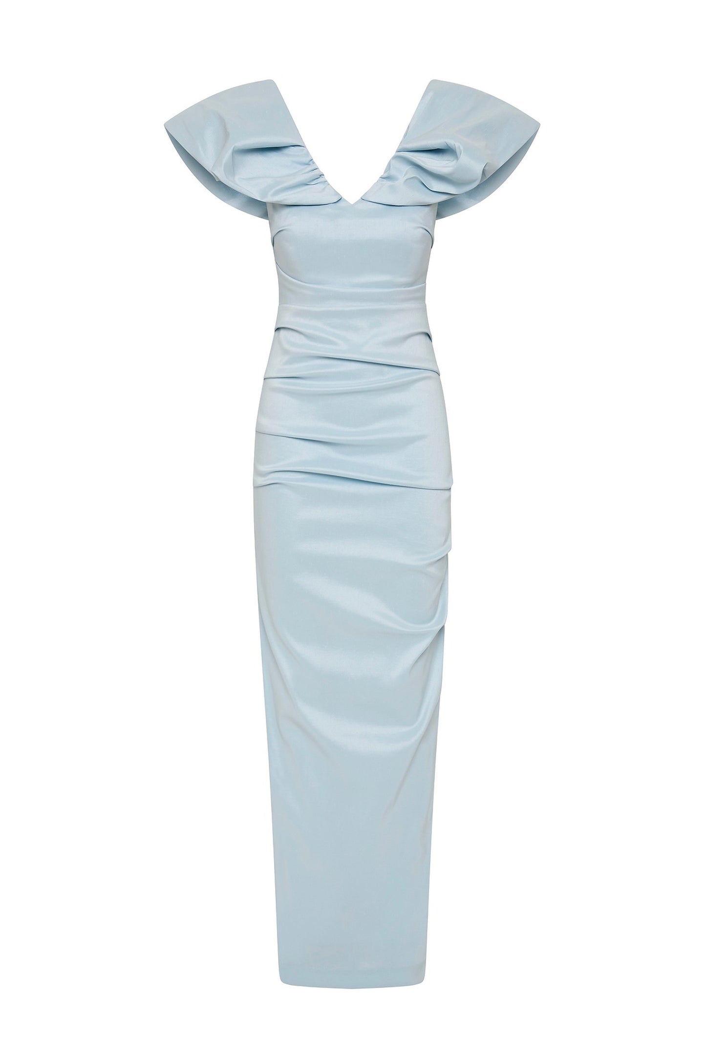 Simple Spaghetti Straps Scoop Ruched Evening Dress