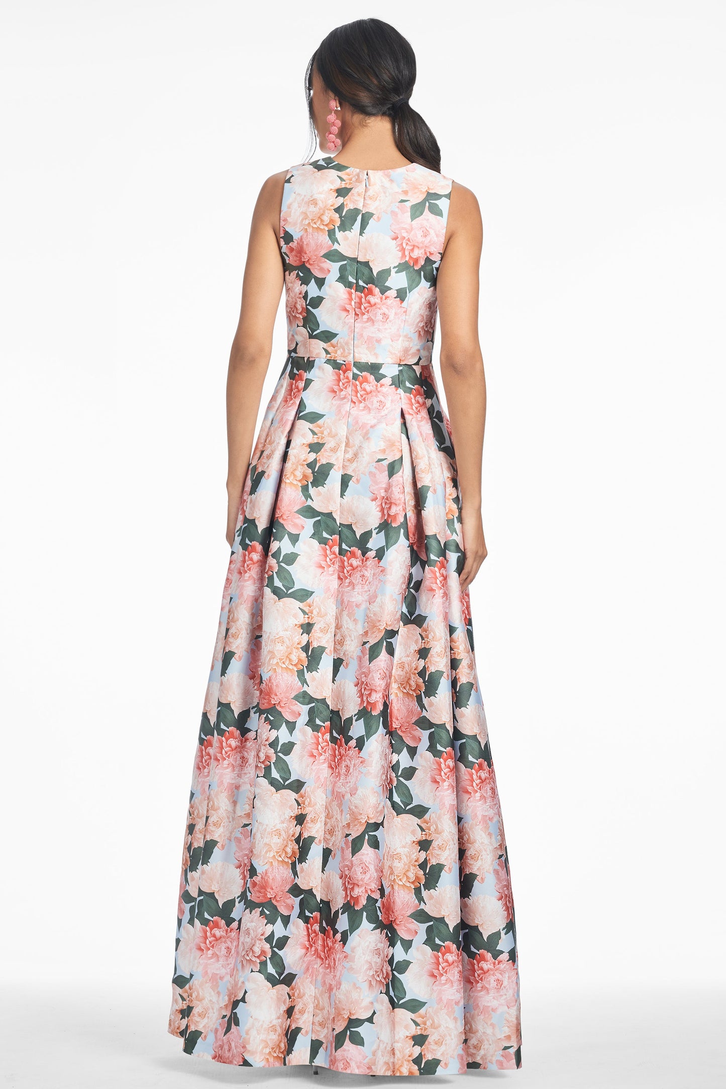 Pink Floral V-Neck Tiered Maxi Dress