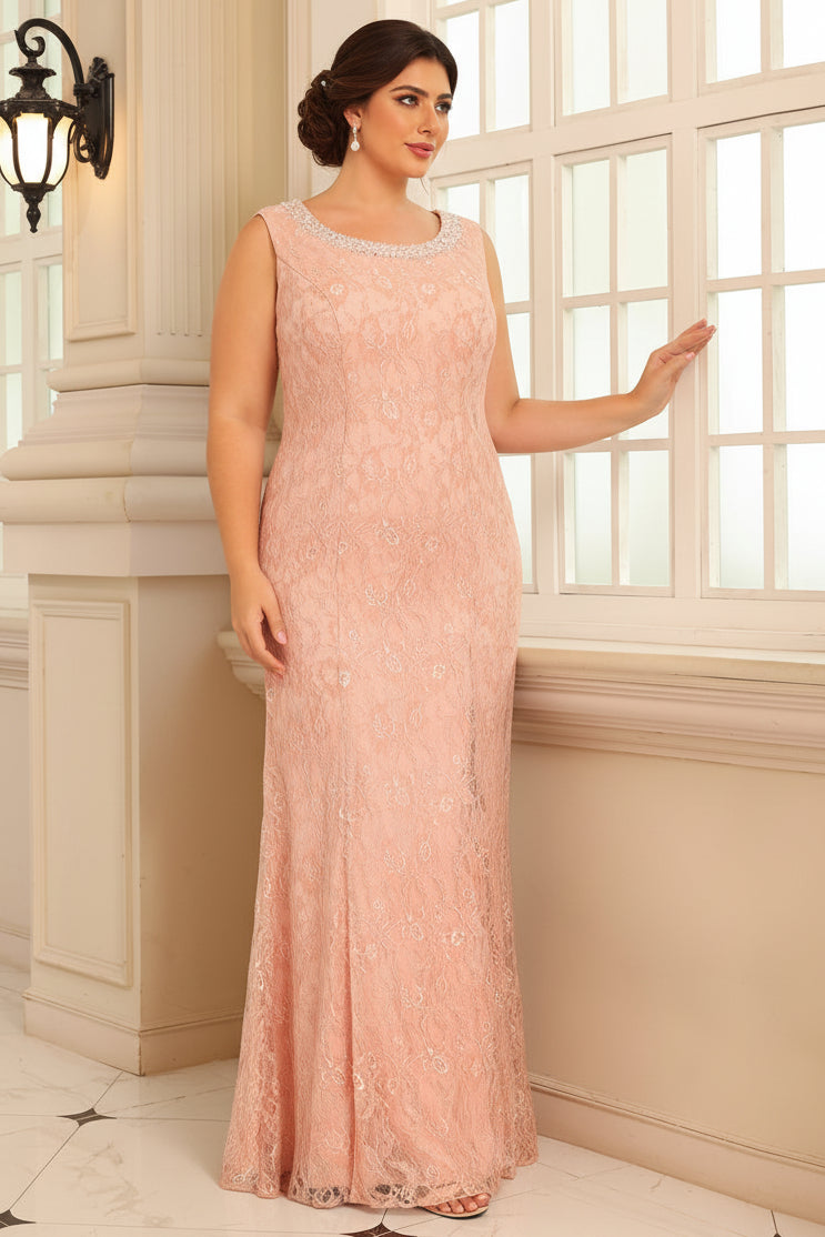 Column Lace Appliques Two-Piece Floor-Length Mother of the Bride Dress