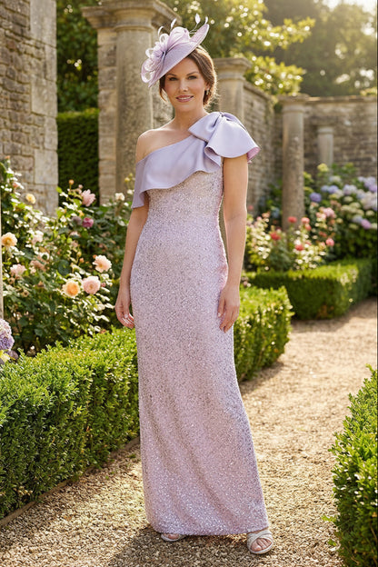 Sheath Sequin Off Shoulder Floor-Length Mother of the Bride Dress