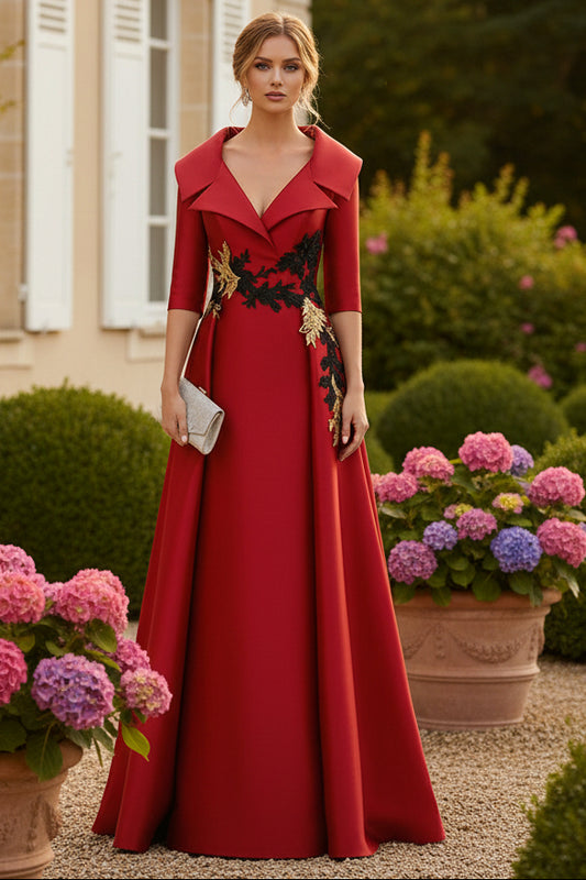 Princess 3/4 Sleeve Floor Length Mother of the Bride Dress