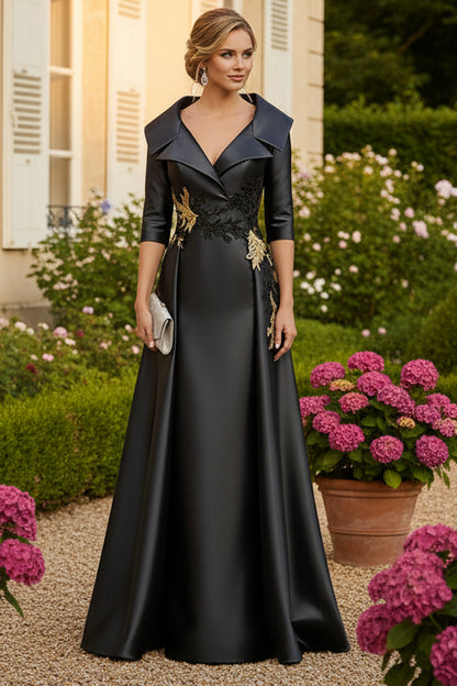 Princess 3/4 Sleeve Floor Length Mother of the Bride Dress