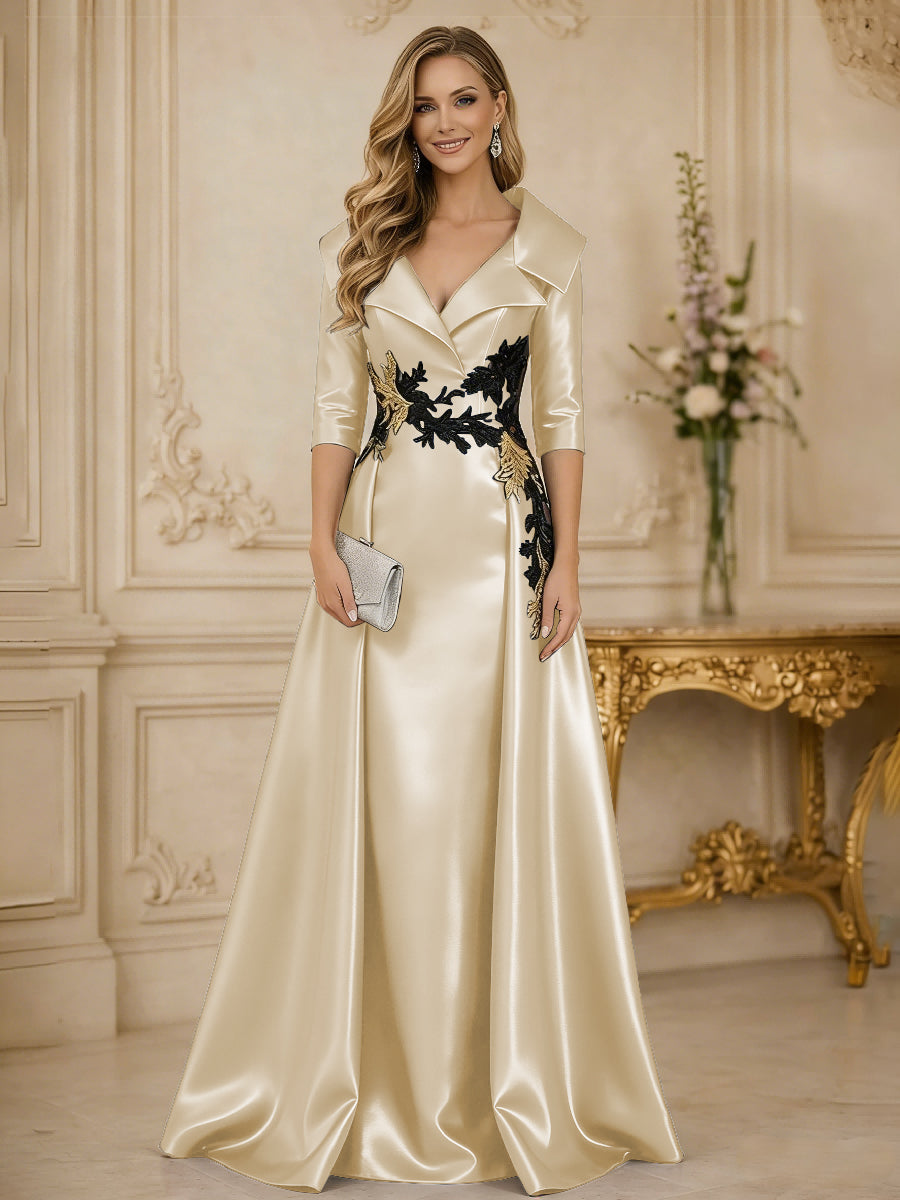 Princess 3/4 Sleeve Floor Length Mother of the Bride Dress