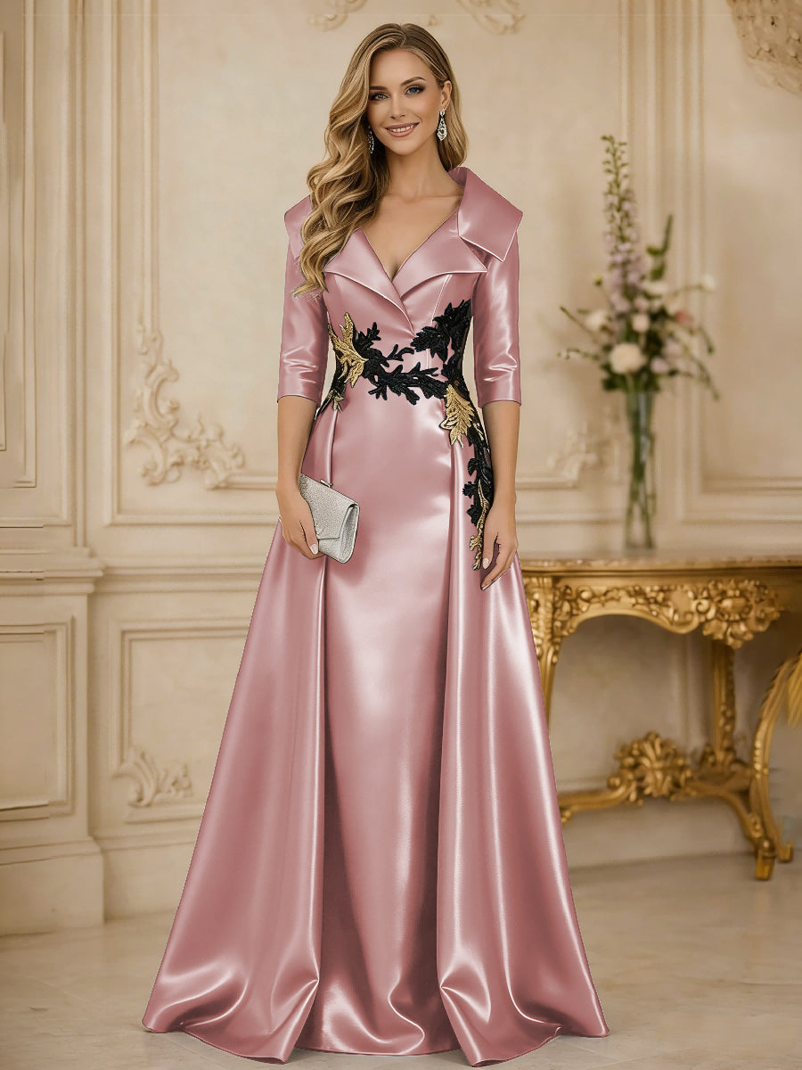 Princess 3/4 Sleeve Floor Length Mother of the Bride Dress