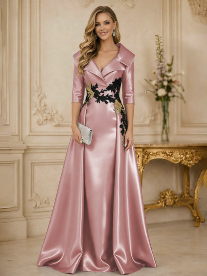Princess 3/4 Sleeve Floor Length Mother of the Bride Dress