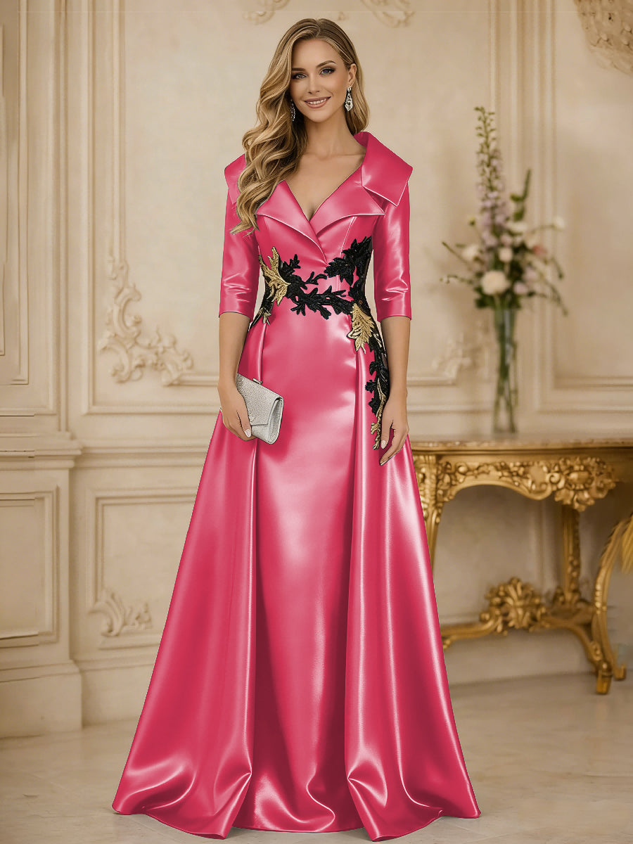 Princess 3/4 Sleeve Floor Length Mother of the Bride Dress