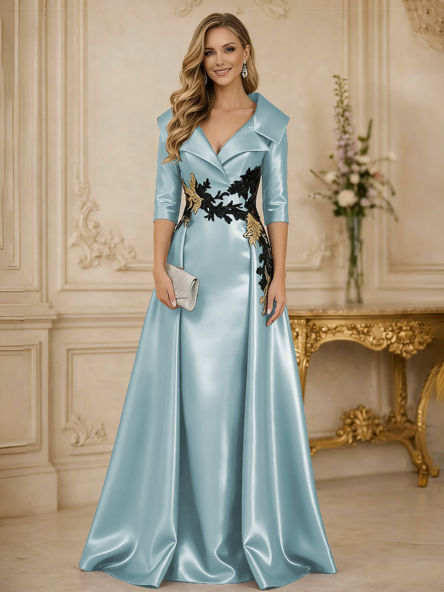 Princess 3/4 Sleeve Floor Length Mother of the Bride Dress