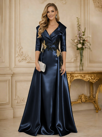 Princess 3/4 Sleeve Floor Length Mother of the Bride Dress