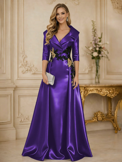 Princess 3/4 Sleeve Floor Length Mother of the Bride Dress