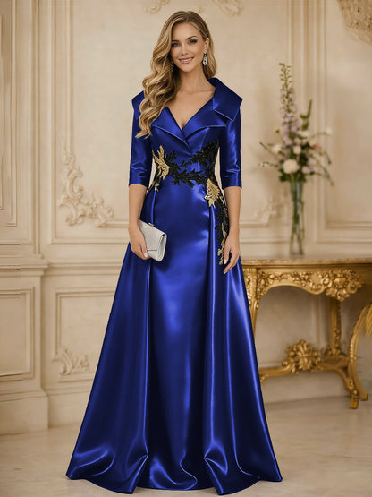 Princess 3/4 Sleeve Floor Length Mother of the Bride Dress