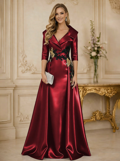 Princess 3/4 Sleeve Floor Length Mother of the Bride Dress