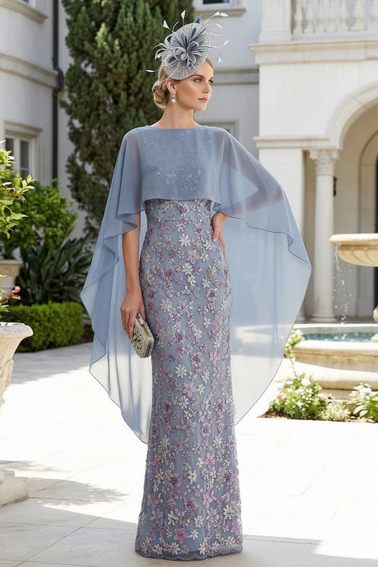 Sheath 3D Floral Embellished Lace Floor-Length Mother of the Bride Dress