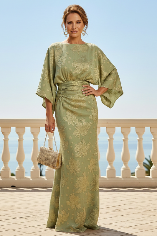 Jacquard Sheath/Column Scoop Neck Floor-Length Mother of the Bride & Groom Dress