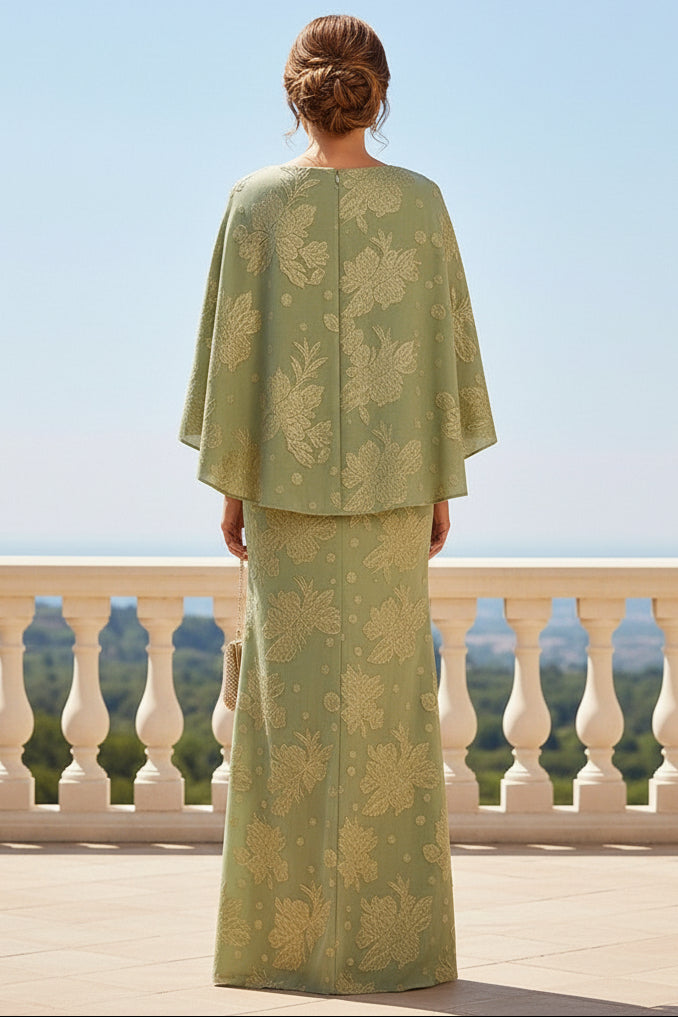 Jacquard Sheath/Column Scoop Neck Floor-Length Mother of the Bride & Groom Dress