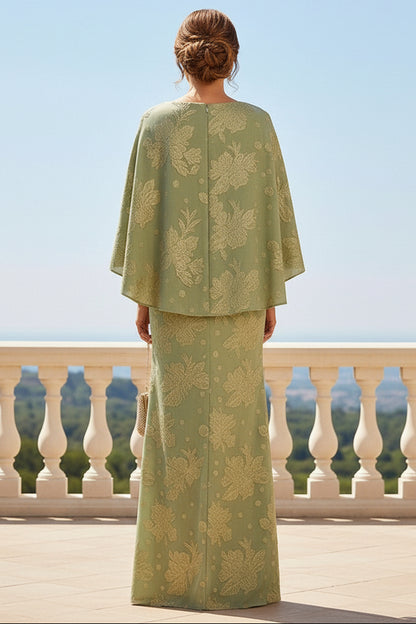 Jacquard Sheath/Column Scoop Neck Floor-Length Mother of the Bride & Groom Dress