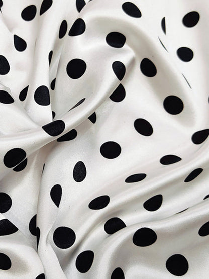 Satin Column Off Shoulder Floor-Length Cocktail Dresses with Polka Dot Print