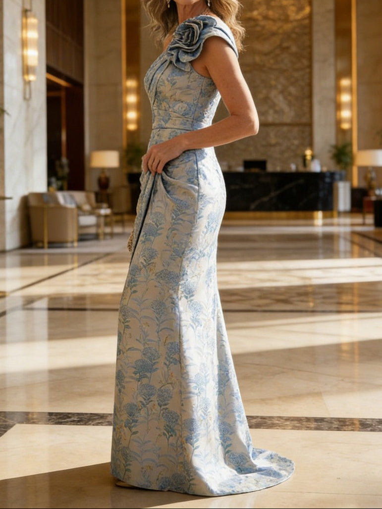 Sheath One Shoulder Floor-Length Mother of the Bride Dress