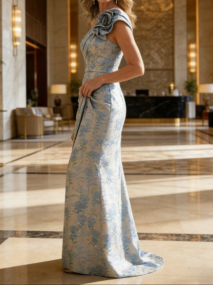 Sheath One Shoulder Floor-Length Mother of the Bride Dress